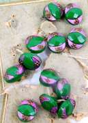12 Early Czech Painted Glass Buttons