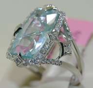 14kt White Gold Aquamarine & Diamond Ring