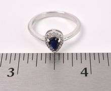 Blue Sapphire And CZ Ring In Sterling Silver