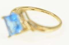 14K White Gold Princess Blue Topaz Statement Bypass Ring