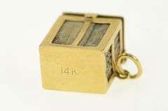 14K Yellow Gold Dollar Bill In Case Emergency Cash Money Charm/Pendant
