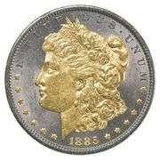 1885 Morgan Silver Dollar 24K Gold Overlay