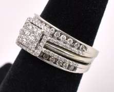 Stunning Wedding Band Set Ring In 14K White Gold