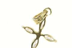 14K Yellow Gold Marquise CZ Traditional Cross Christian Pendant