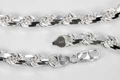Sterling Silver Heavy Diamond-Cut Rope Chain 8mm Solid 925 Italy New Men's Necklace 24"