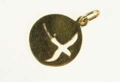14K Yellow Gold Bermuda Long Tail Bird Cut Out Round Charm/Pendant