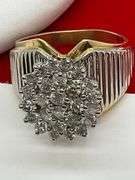 CERTIFIED MINT CONDITION LADIES 14K GOLD AND DIAMOND CLUSTER RING