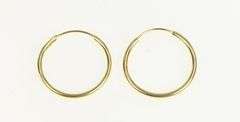 14K Yellow Gold 13.7mm Round Classic Vintage Simple Hoop Earrings