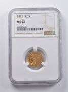MS63 1912 $2.50 Indian Head Gold Quarter Eagle NGC
