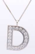 Elegant White Gold Diamond D Initial Pendant on Chain