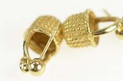 14K Yellow Gold 3D Longaberger Basket Picnic Vintage Dangle Earrings