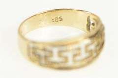 14K Yellow Gold Textured Greek Wave Pattern Graduated Band Ring