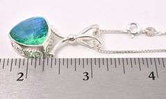 Iridescent Gem Pendant Necklace In Sterling Silver