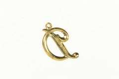 14K Yellow Gold D Cursive Name Initial Letter Monogram Charm/Pendant