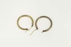 14K Yellow Gold 21.8mm Grooved Pattern Diamond Cut Hoop Earrings