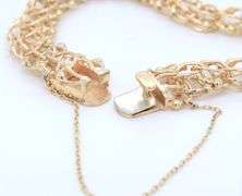 Vintage Yellow Gold Double Loop Charm Bracelet
