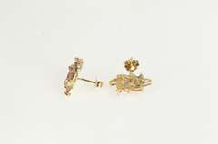 14K Yellow Gold Pink Topaz Swirl Halo Vintage Statement Stud Earrings