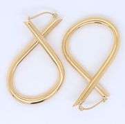 Handsome Long Gold Loop Earrings in Yellow Gold