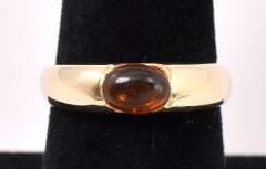 Simple Beauty Amber Ring In 14K Yellow Gold