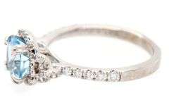 1.00ct Round Aquamarine and 0.25ctw Diamond Frame Ring in 14K