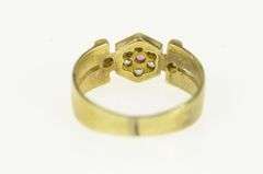 14K Yellow Gold Art Deco Diamond Ruby Ornate Statement Ring