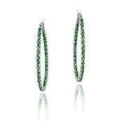 Sterling Silver Created Emerald Earrings