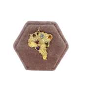 18K GOLD CHARM , BRAZIL WITH COLOR CUBIC ZIRCONIA STONES