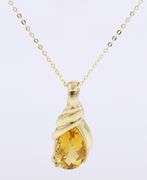 Charming Yellow Gold Pear Shaped Citrine Pendant on Chain
