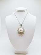 14kt Solid Gold, South Sea Pearl, & Diamond Pendant Necklace