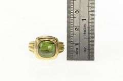 14K Yellow Gold Green Tourmaline Cabochon Ornate Vintage Ring