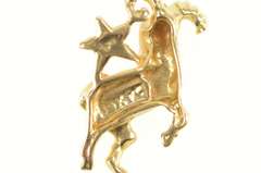 14K Yellow Gold Ram Aries Zodiac Sign Star Symbol Charm/Pendant
