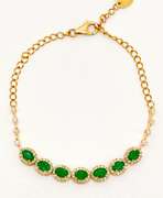 18KT SOLID YELLOW GOLD, EMERALD, & DIAMOND BRACELET