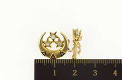 14K Yellow Gold Delta Delta Delta Crescent Moon Lapel Chain Pin/Brooch