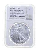 MS67 MINT ERROR 2000 American Silver Eagle - REV Struck Thru - NGC