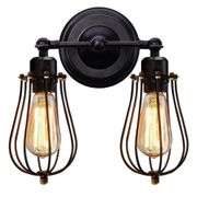 110V Wall Sconce 2-Light Metal Industrial Cage Light