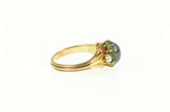 14K Yellow Gold Oval Moss Agate Cabochon Seed Pearl Ring