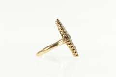 14K Yellow Gold Victorian Marquise Emerald Seed Pearl Navette Ring