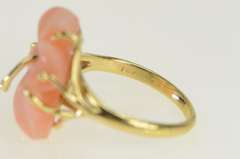 14K Yellow Gold Carved Coral Flower Rose Hibiscus Cocktail Ring