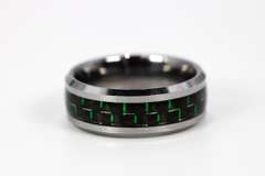 9mm Tungsten Carbide Wedding Band w/Carbin Fiber Inlay Size 11