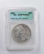 EF45 Details 1891 Morgan Silver Dollar VAM-2 Top 100 Cleaned ICG