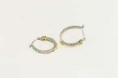 14K White Gold Two Tone Classic Diamond Vintage Hoop Earrings