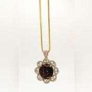 Gorgeous Massive 46.00CTS Cabochon-Cut Star Ruby & 3.94CTW White Sapphire Pendant Necklace in Gold P