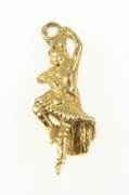 9K Yellow Gold Scottish Highland Dancer Kilt Traditional Charm/Pendant
