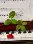 Music Lover Painting Martina Yeon Rose on a Piano