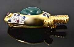 Whimsical 18K Gemstone Toucan Brooch