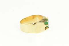 14K Yellow Gold Victorian 0.70 Ct Natural Emerald Wide Band Ring
