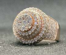 4.00 C.T. T.W. CIRCLE CHAMPIONSHIP STYLE MENS ROSE GOLD ROUND DIAMOND RING