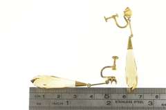 14K Yellow Gold 1940's Smoky Quartz Dangle Screw Back Earrings
