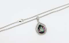 Fabulous Large 10.00 Carats Pear Shaped Mystic Topaz and White Topaz in Sterling Sliver Pendant Necklace