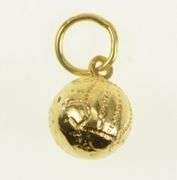 18K Yellow Gold 3D Volleyball Sport Vintage Charm/Pendant